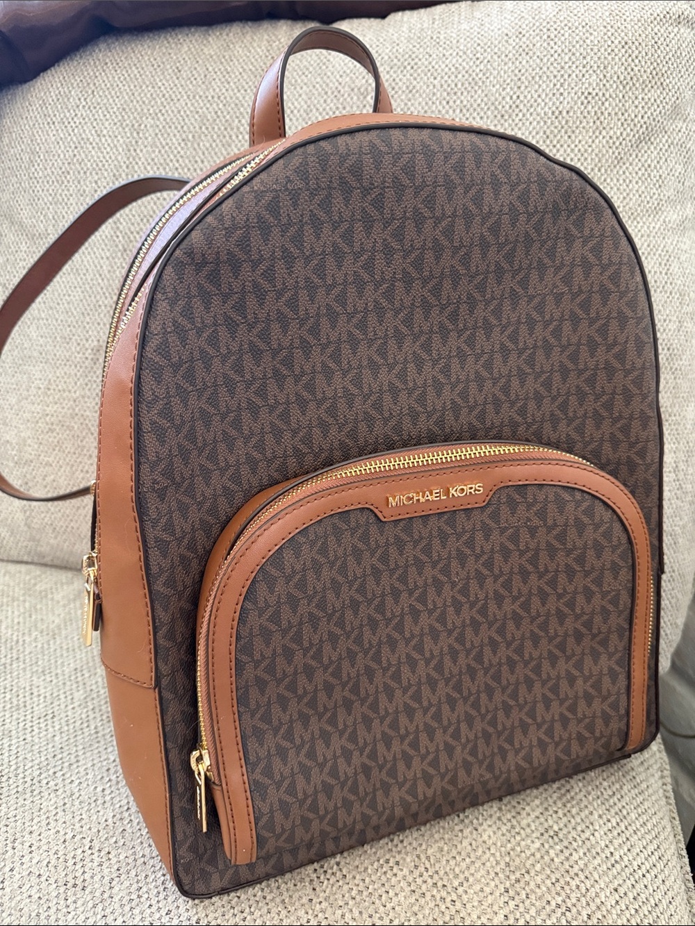 Michael Kors Brown & Tan Signature MK Backpack
